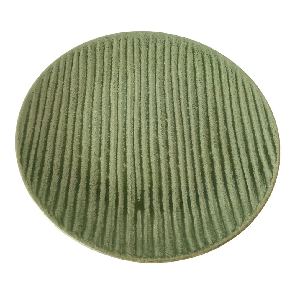 Pier 1 Essentials Stoneware Plate Rippled Green Single Heavy Dinner Plate